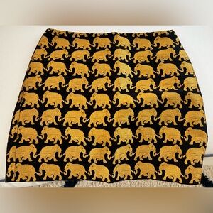 JCrew Patterned Elephant Print Black and Gold Skirt